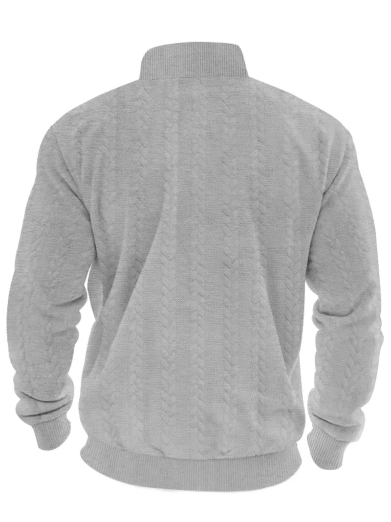 KZZ Men's Solid Zip Up Drop Shoulder Sweatshirt - Image 6