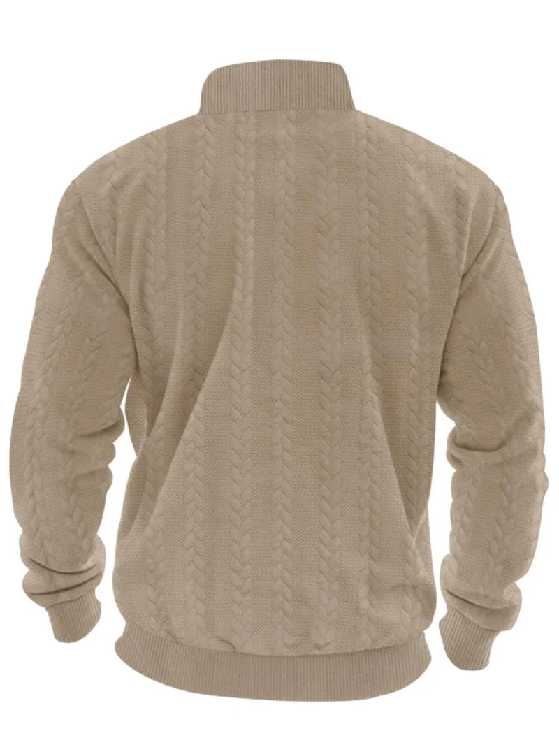 KZZ Men's Solid Zip Up Drop Shoulder Sweatshirt - Image 7