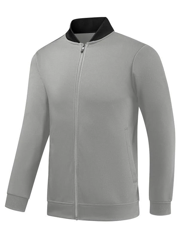 KZZ Men's Solid Zip Up Pocket Jacket & Drawstring Waist Pants Sportswear Set - Image 15