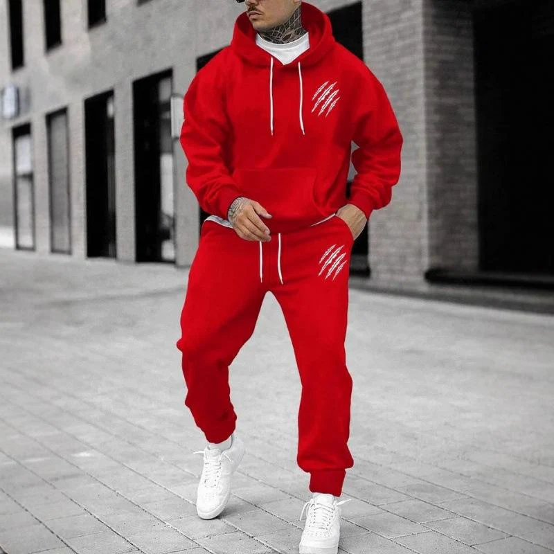 KZZ men's sports pants and hoodie 2-piece set, unique Wolf claw set - Image 5
