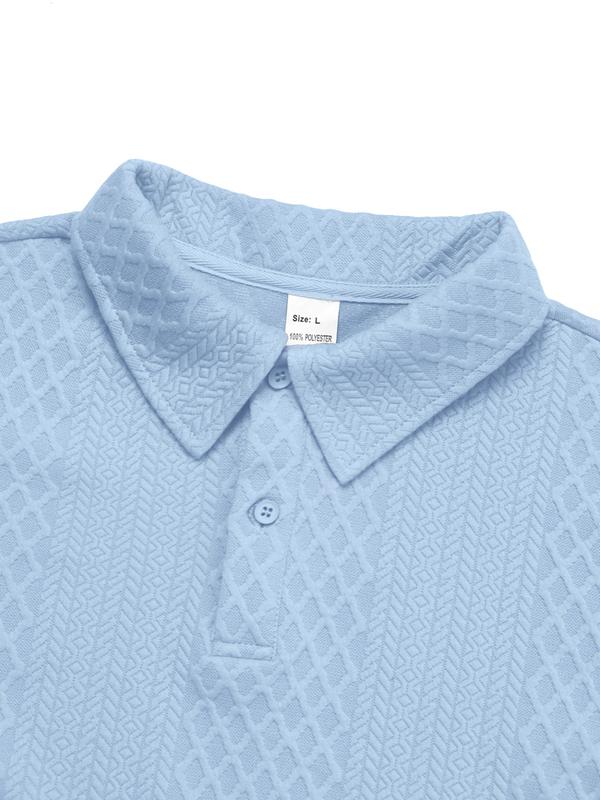 KZZ Men's Textured Long Sleeve Polo Shirt & Drawstring Pants Set - Image 9