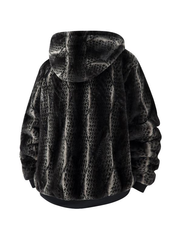 KZZ Men's Winter Fashion Fleece Jacket, Trendy Leopard Print Double-Sided Warm Coat - Image 4