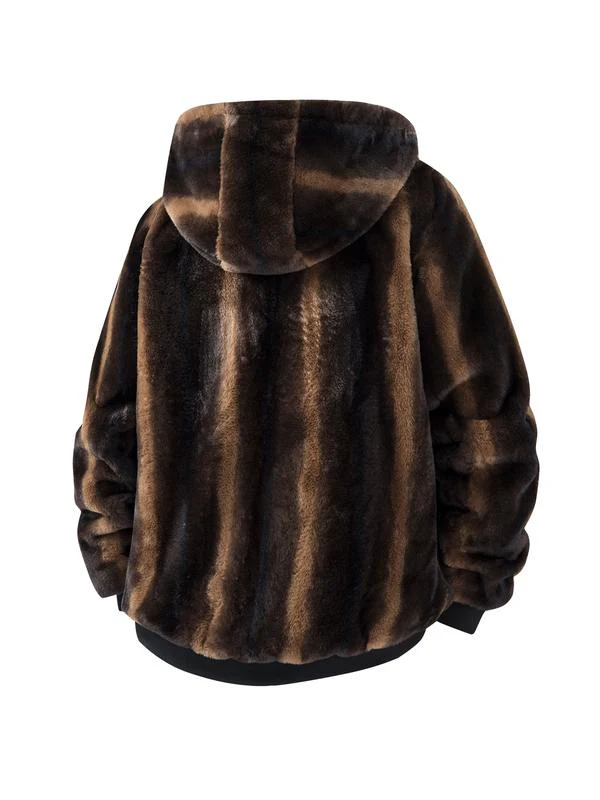 KZZ Men's Winter Fashion Fleece Jacket, Trendy Leopard Print Double-Sided Warm Coat - Image 5