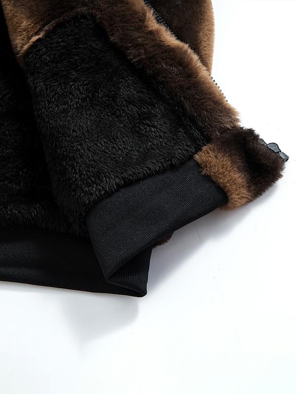 KZZ Men's Winter Fashion Fleece Jacket, Trendy Leopard Print Double-Sided Warm Coat - Image 7