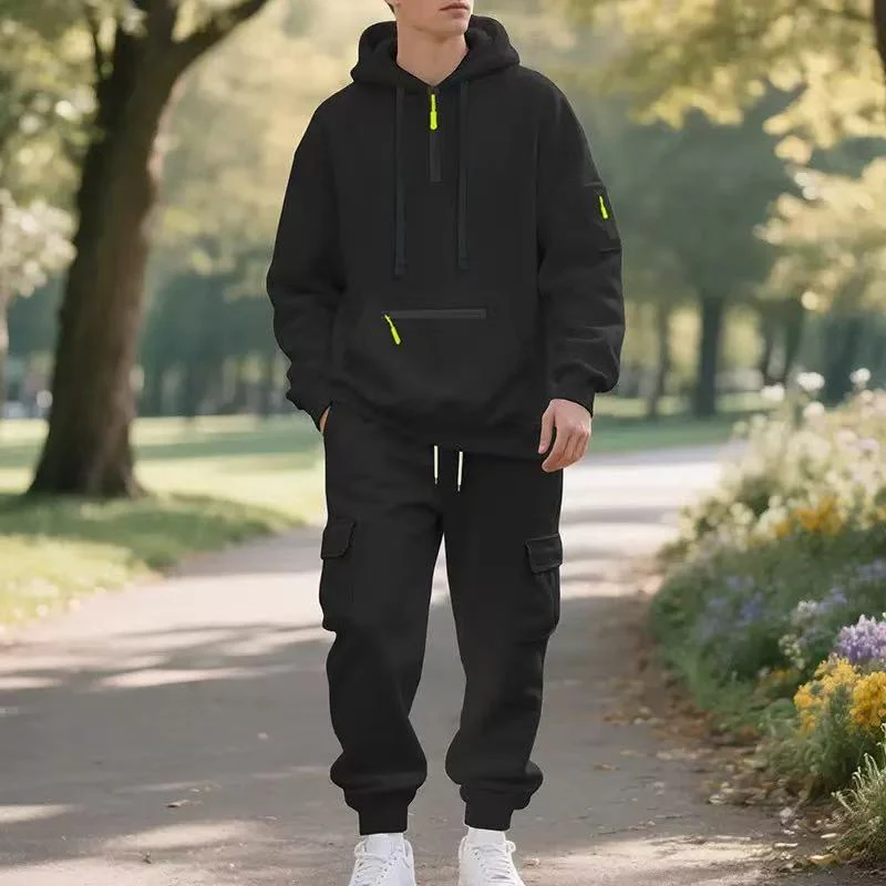 KZZ Men's Winter Fleece Lined Casual Set Long Sleeve Jacket & Pants - Image 4