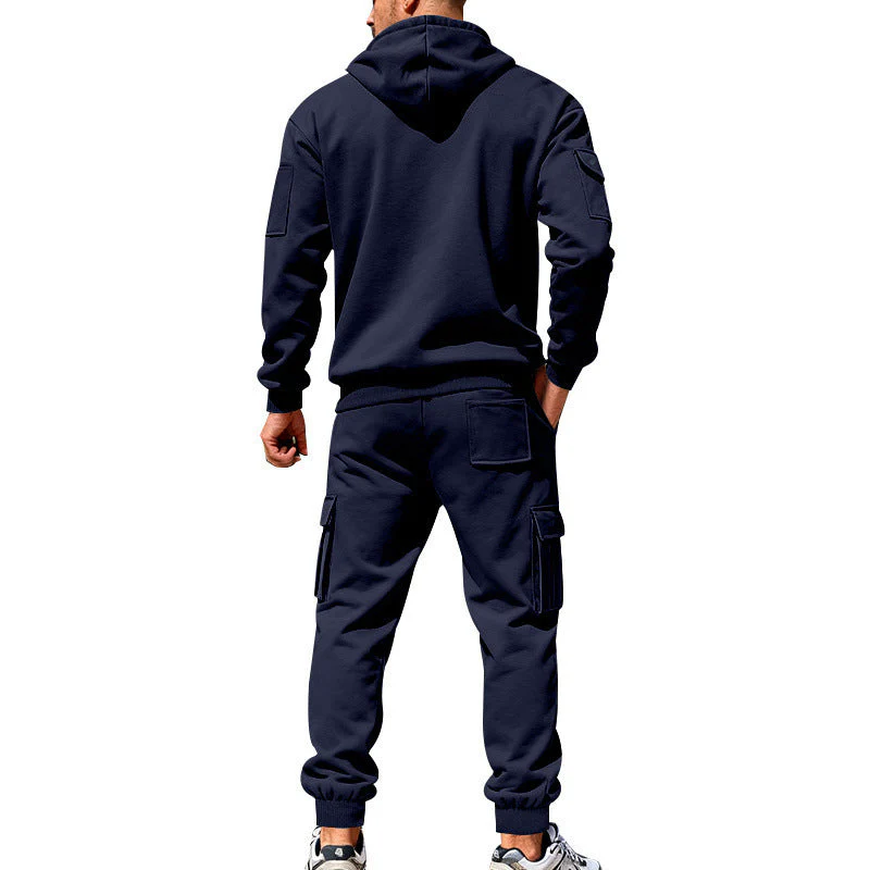KZZ Men's Winter Fleece-Lined Hoodie & Drawstring Pants Set - Image 10