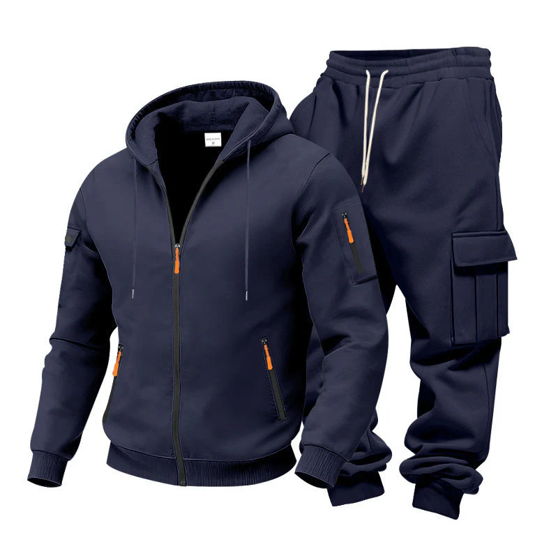 KZZ Men's Winter Fleece-Lined Hoodie & Drawstring Pants Set - Image 13