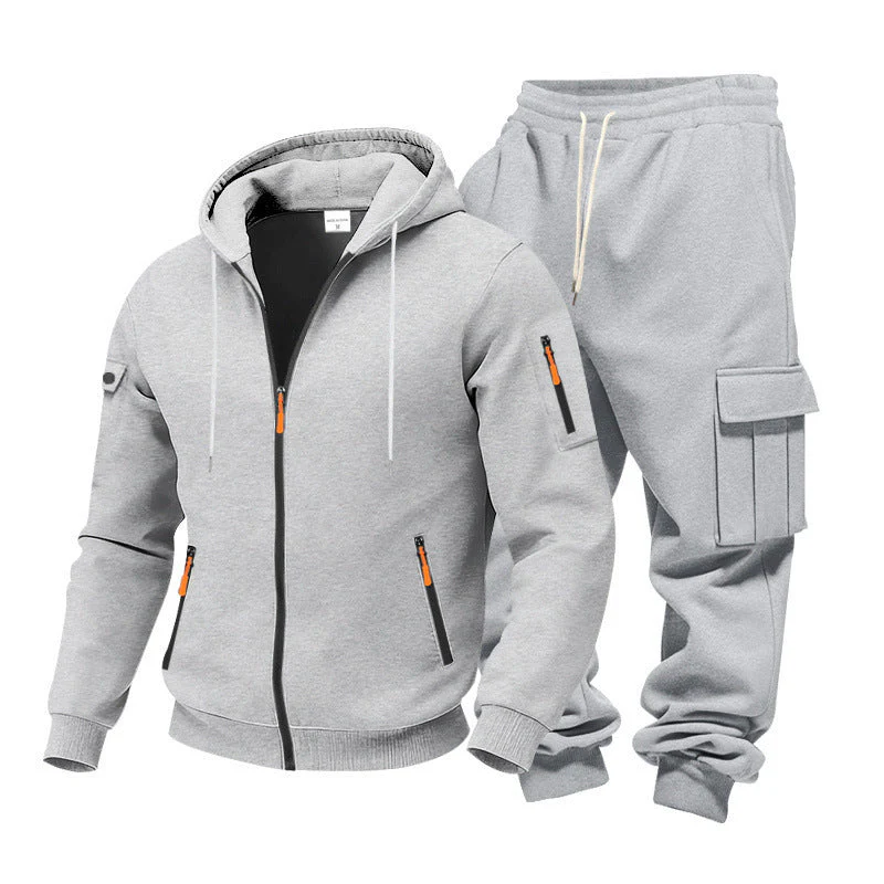 KZZ Men's Winter Fleece-Lined Hoodie & Drawstring Pants Set - Image 14