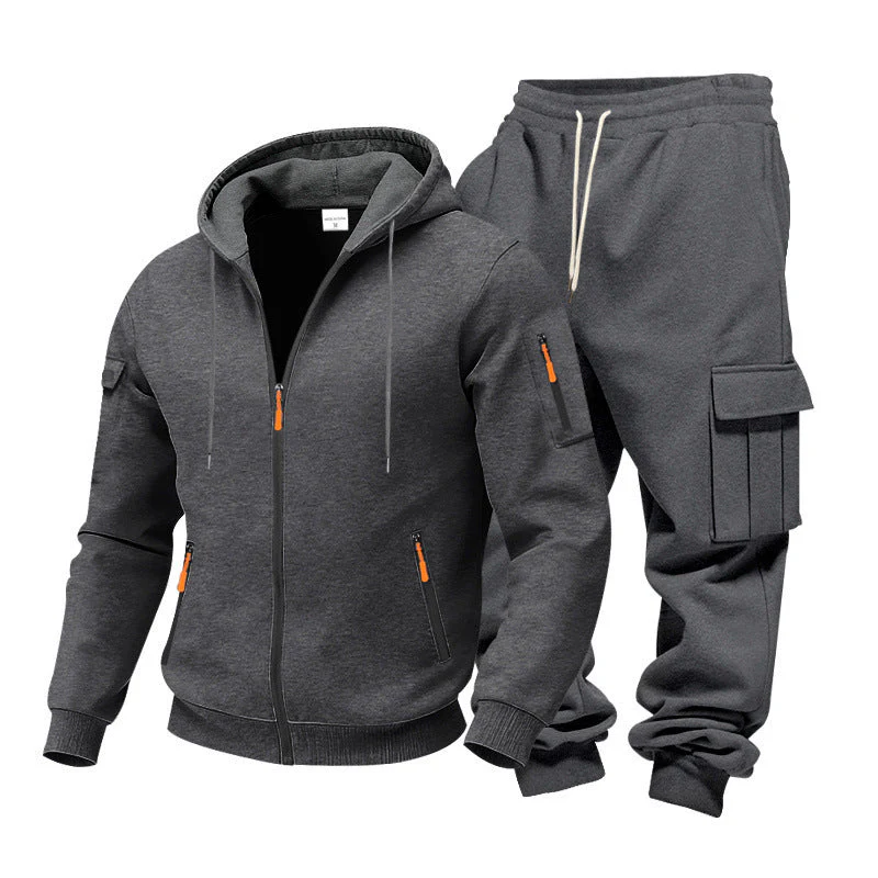KZZ Men's Winter Fleece-Lined Hoodie & Drawstring Pants Set - Image 15