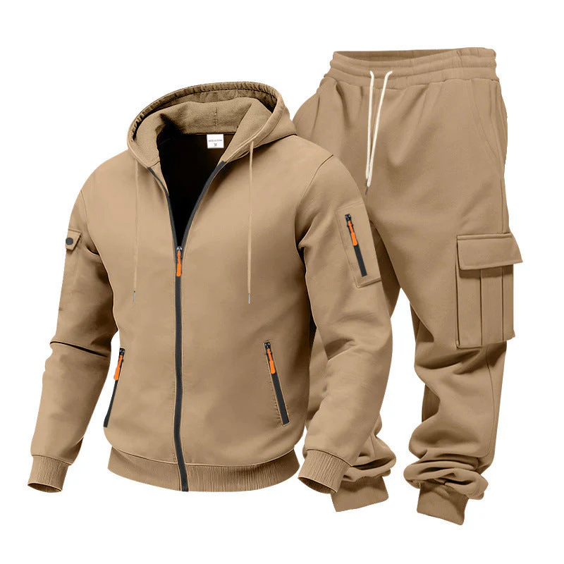 KZZ Men's Winter Fleece-Lined Hoodie & Drawstring Pants Set - Image 16