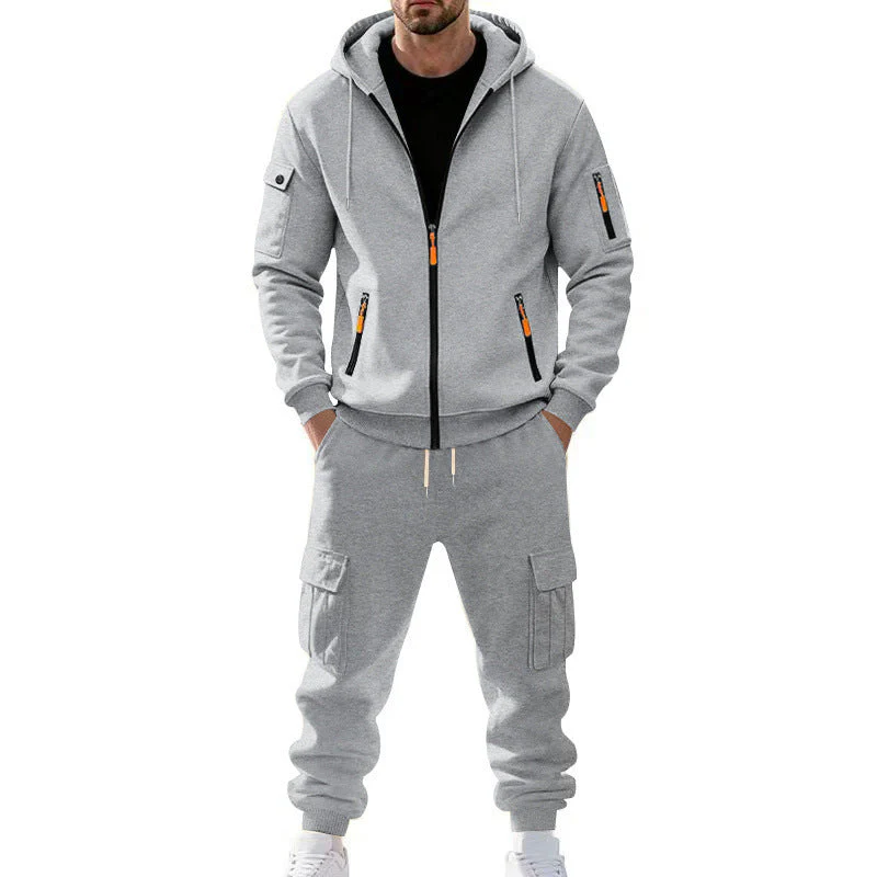 KZZ Men's Winter Fleece-Lined Hoodie & Drawstring Pants Set - Image 3