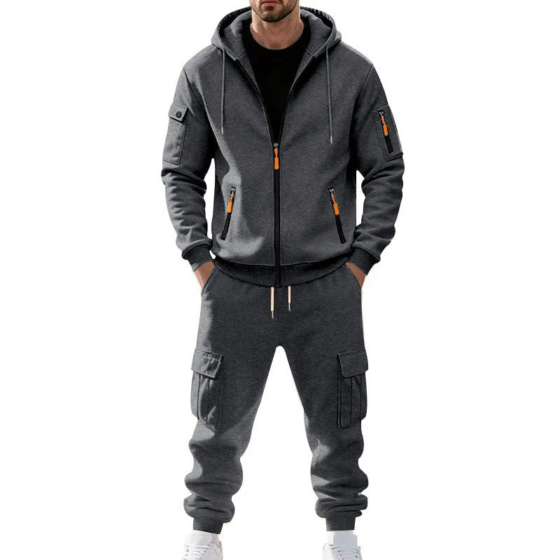 KZZ Men's Winter Fleece-Lined Hoodie & Drawstring Pants Set - Image 4