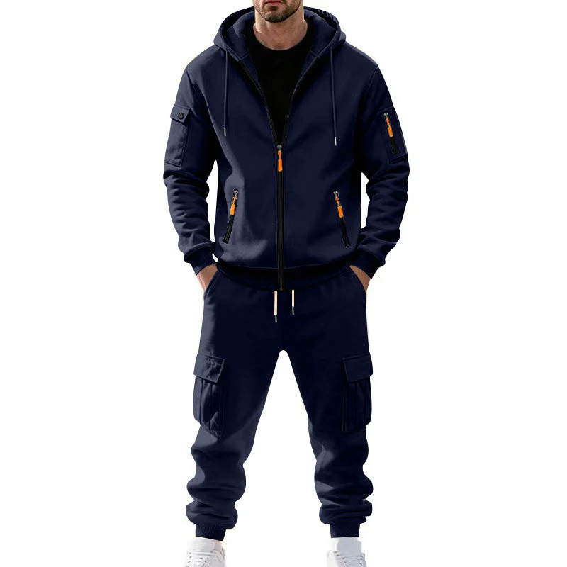 KZZ Men's Winter Fleece-Lined Hoodie & Drawstring Pants Set - Image 5