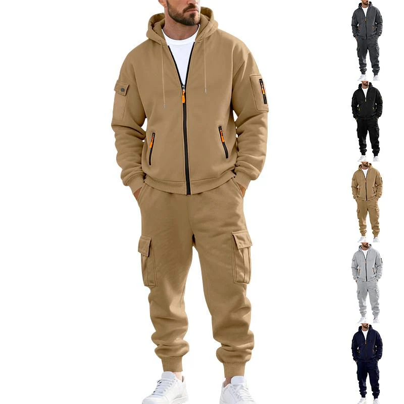 KZZ Men's Winter Fleece-Lined Hoodie & Drawstring Pants Set - Image 6