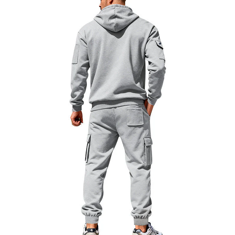 KZZ Men's Winter Fleece-Lined Hoodie & Drawstring Pants Set - Image 7