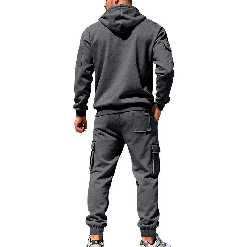 KZZ Men's Winter Fleece-Lined Hoodie & Drawstring Pants Set - Image 8