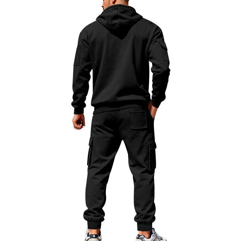 KZZ Men's Winter Fleece-Lined Hoodie & Drawstring Pants Set - Image 9