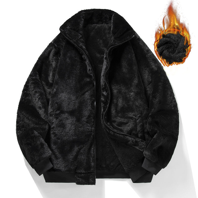 KZZ Men's Winter Mink Fur Coat Imitation Mink Velvet Thick Warm Short Jacket