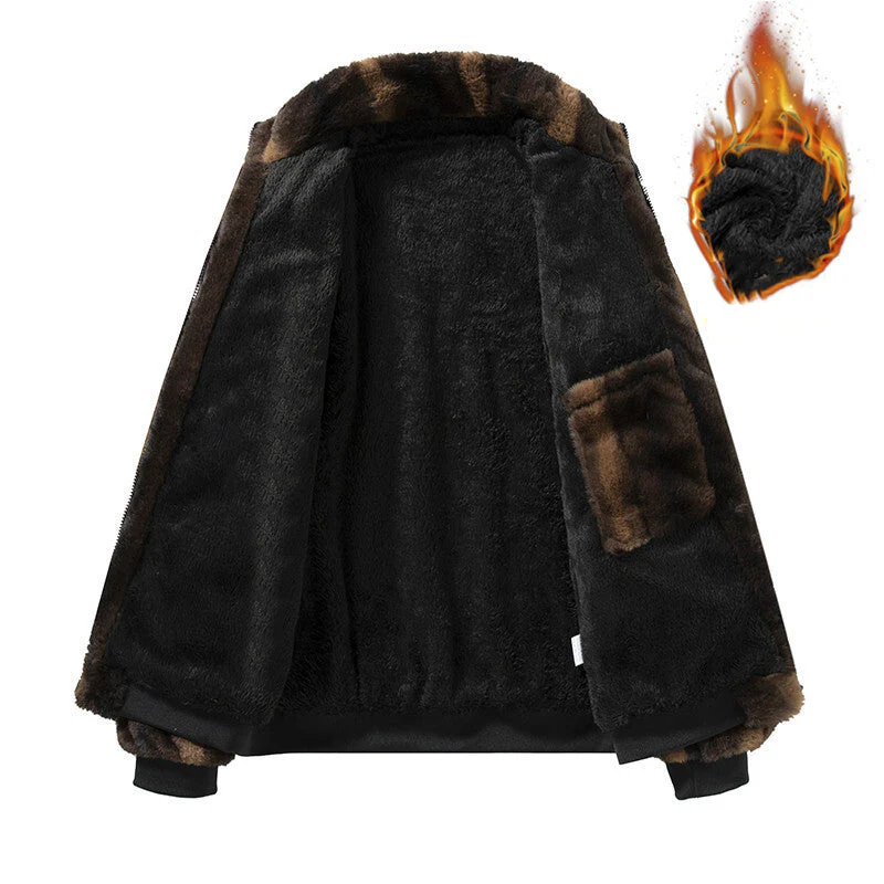 KZZ Men's Winter Mink Fur Coat Imitation Mink Velvet Thick Warm Short Jacket - Image 4