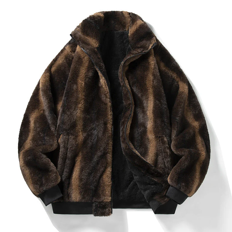 KZZ Men's Winter Mink Fur Coat Imitation Mink Velvet Thick Warm Short Jacket - Image 6