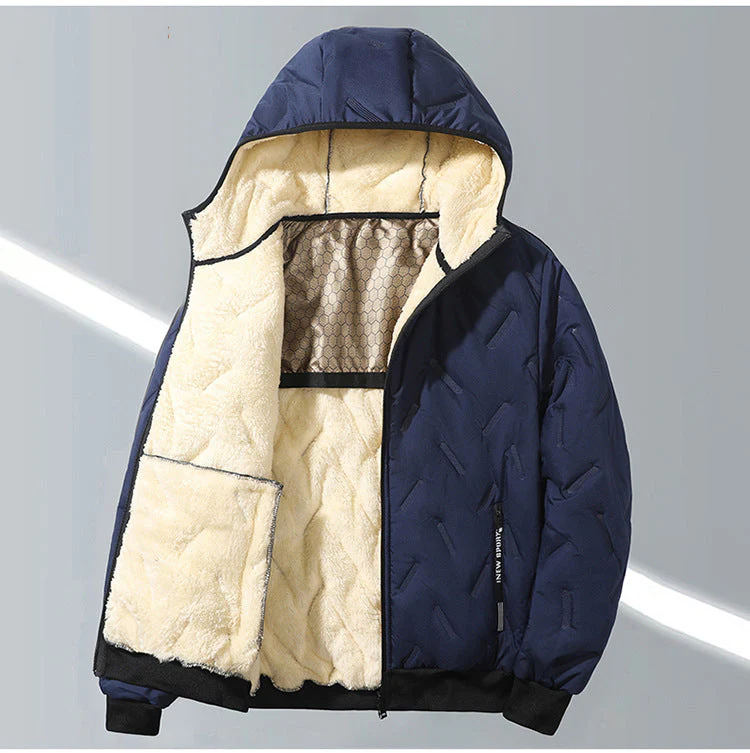 KZZ Men's Winter Warm Jacket with Fleece Lining Polyester Fiber Material Coats - Image 2