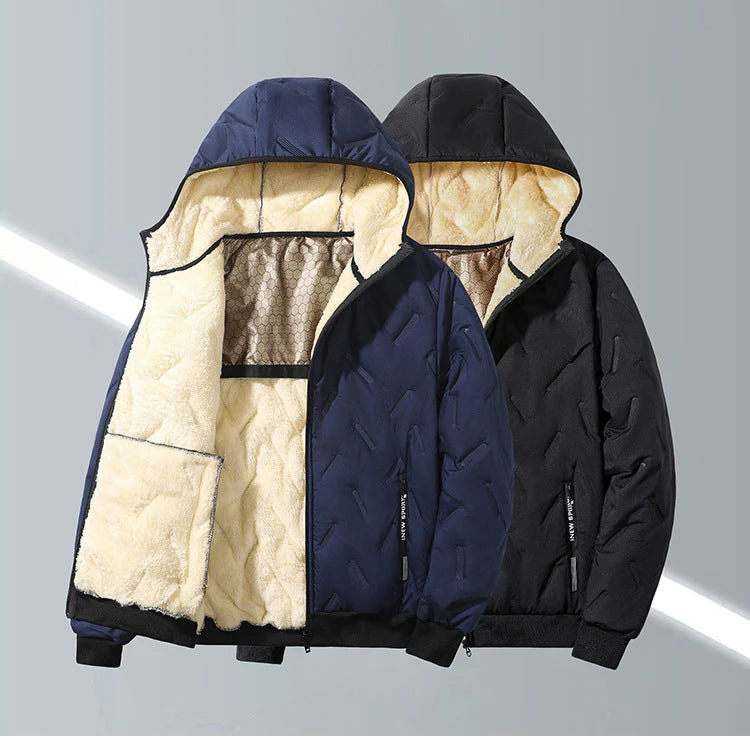 KZZ Men's Winter Warm Jacket with Fleece Lining Polyester Fiber Material Coats - Image 5