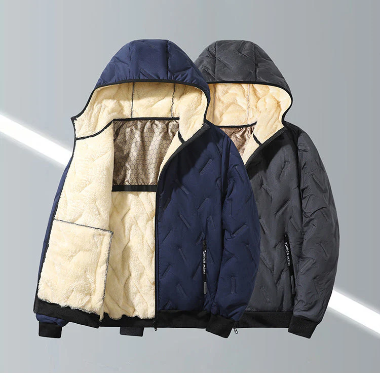 KZZ Men's Winter Warm Jacket with Fleece Lining Polyester Fiber Material Coats - Image 6