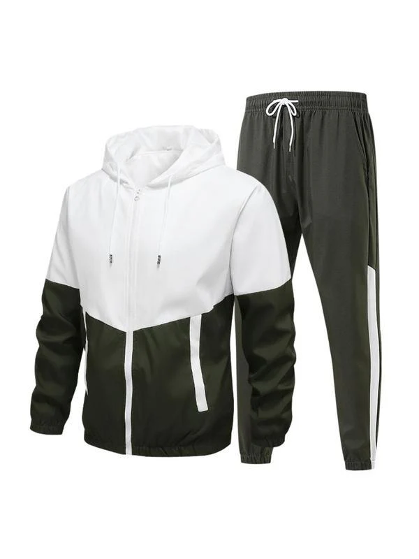 KZZ patchwork jacket and casual sports pants two-piece set - Image 3