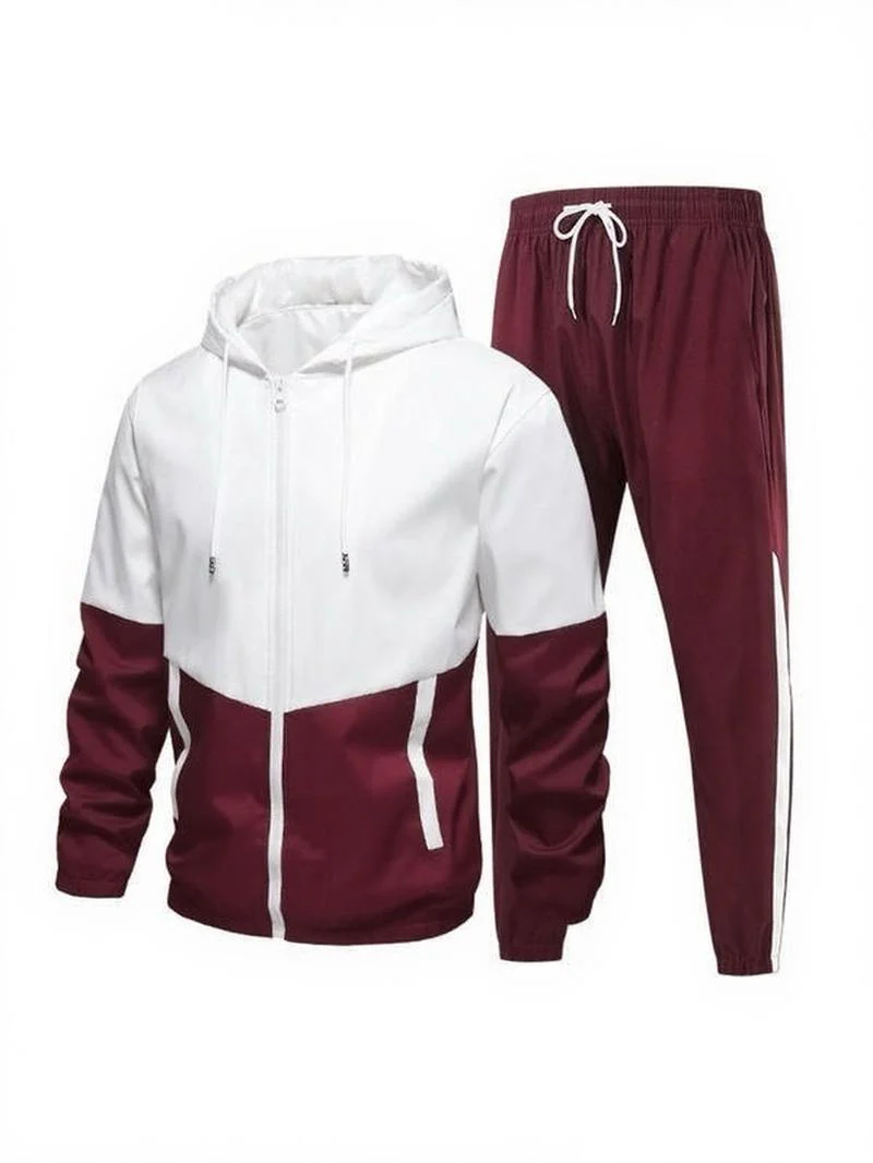 KZZ patchwork jacket and casual sports pants two-piece set - Image 4