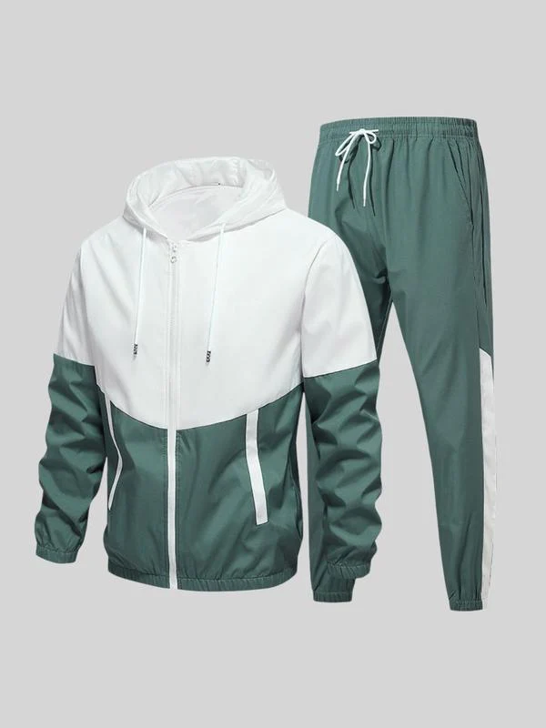 KZZ patchwork jacket and casual sports pants two-piece set - Image 5