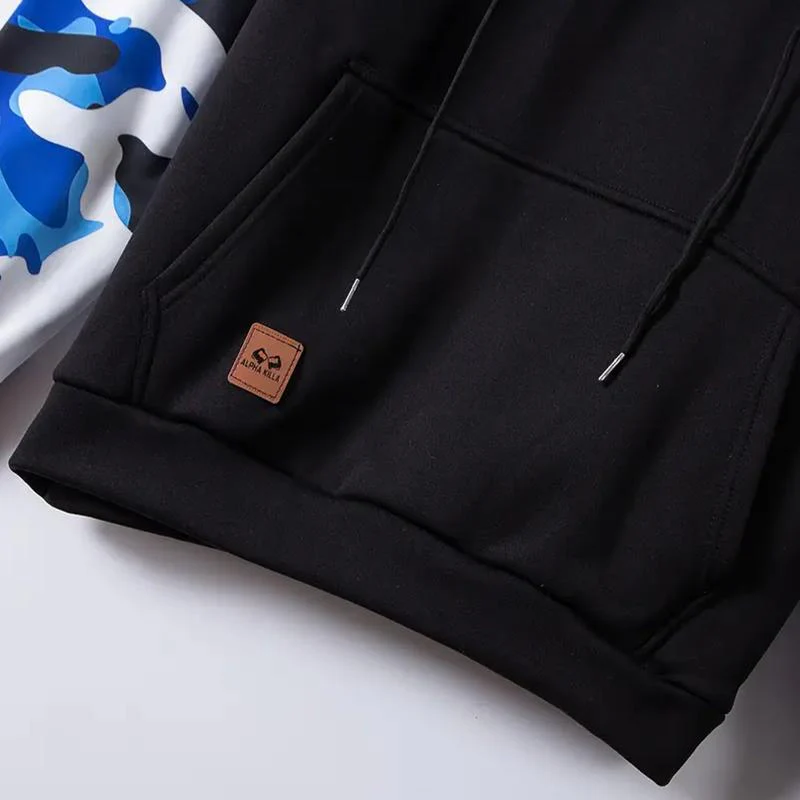 KZZ Stitching Hooded Men's Fashion Camouflage American Vintage Zipper Sweater - Image 10