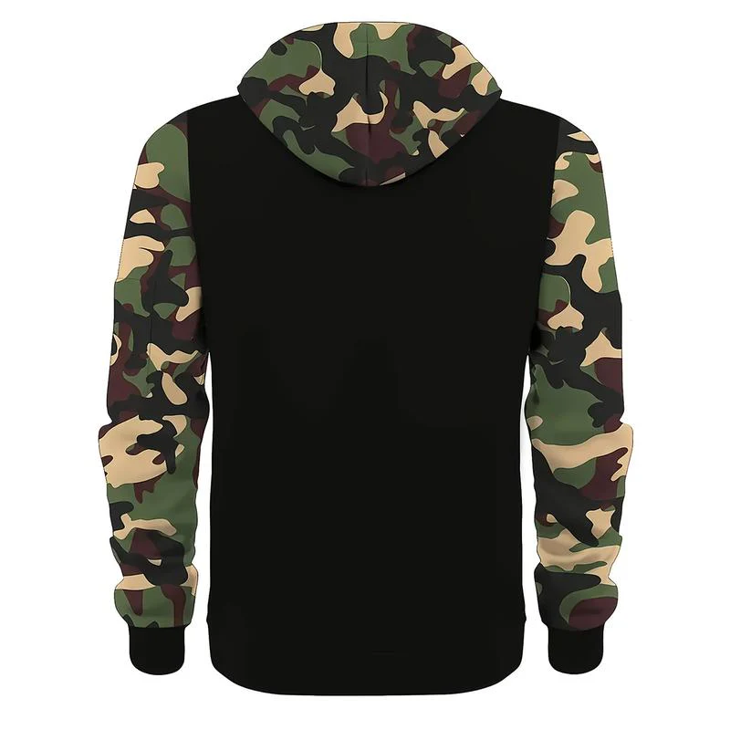 KZZ Stitching Hooded Men's Fashion Camouflage American Vintage Zipper Sweater - Image 5