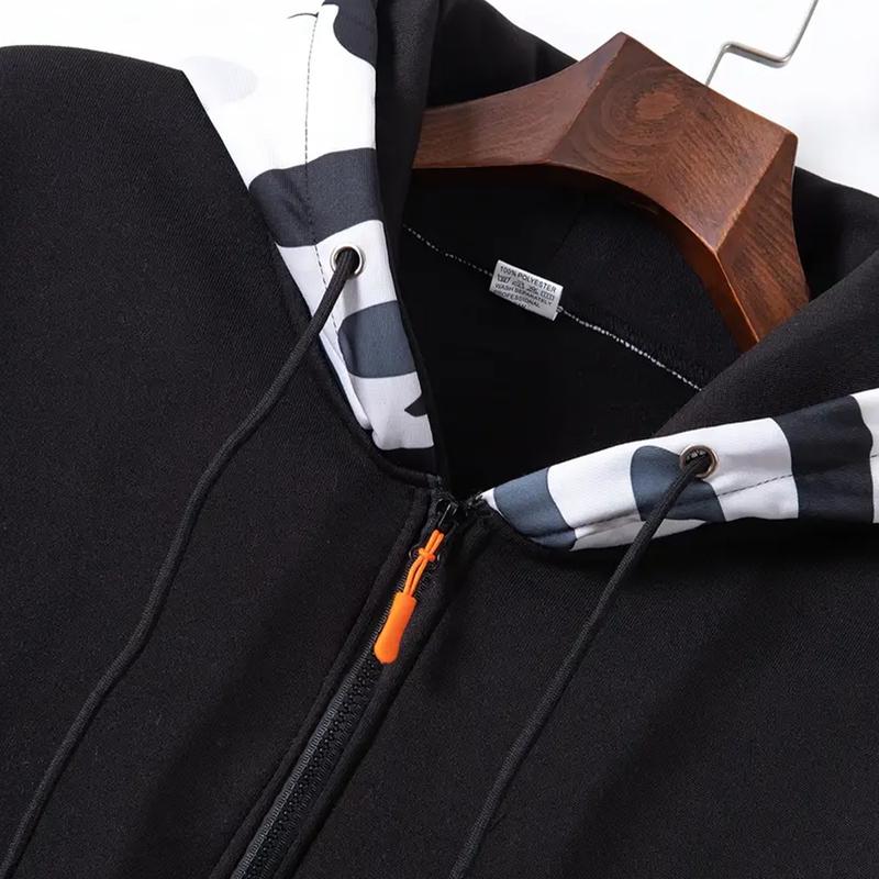 KZZ Stitching Hooded Men's Fashion Camouflage American Vintage Zipper Sweater - Image 8