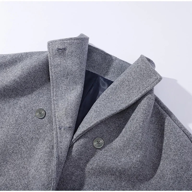Léa - Women's Wool Blend Coat with High Collar and Double-Breasted Fastening - Image 12