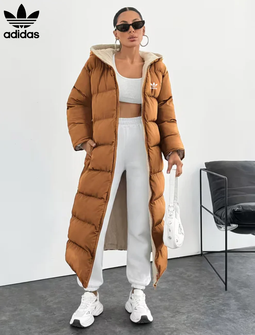 Long Puffer Coat with Hood and Sherpa Lining || CLEARANCE PRICE - Image 5