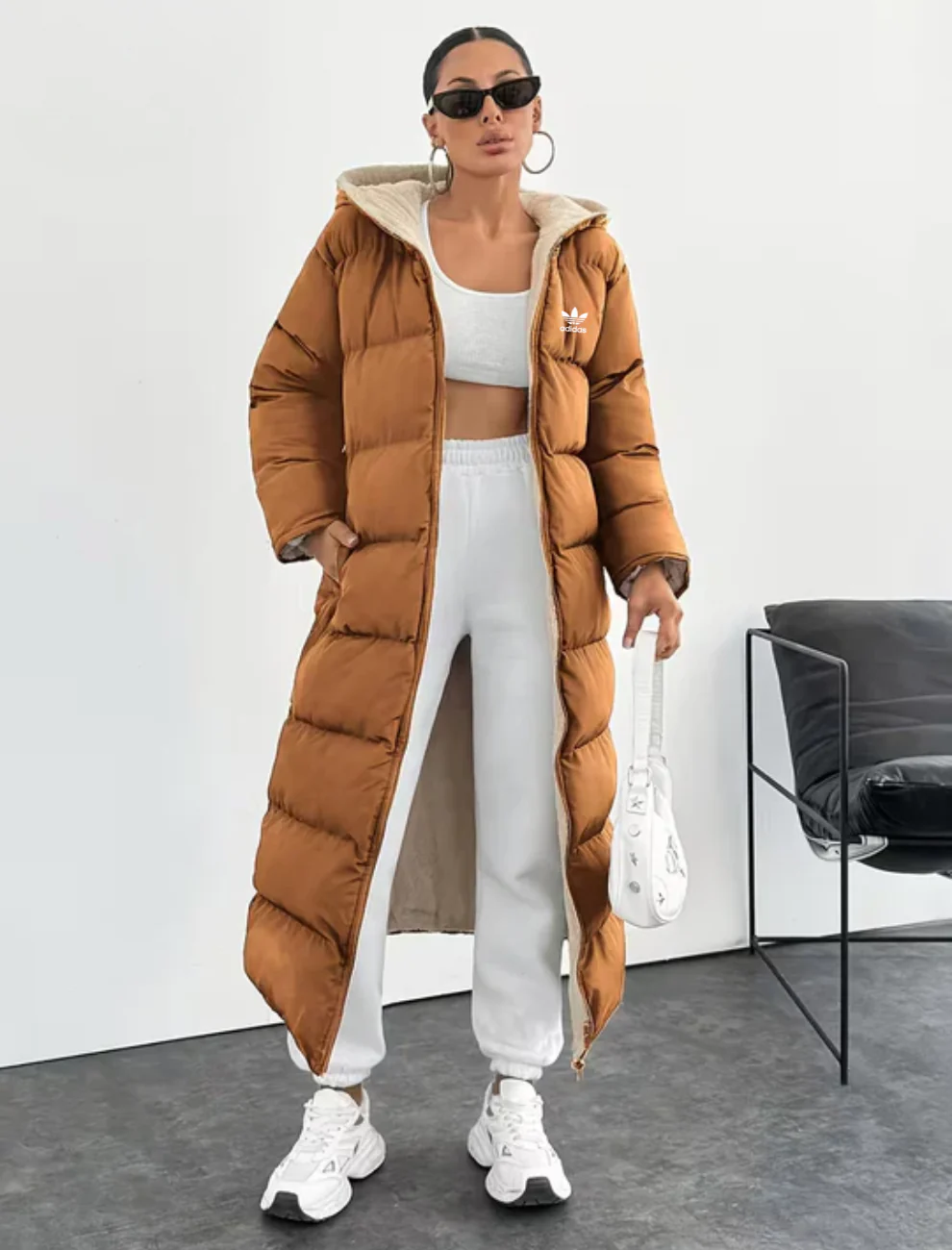 Long Puffer Coat with Hood and Sherpa Lining - CLEARANCE PRICE - Image 5