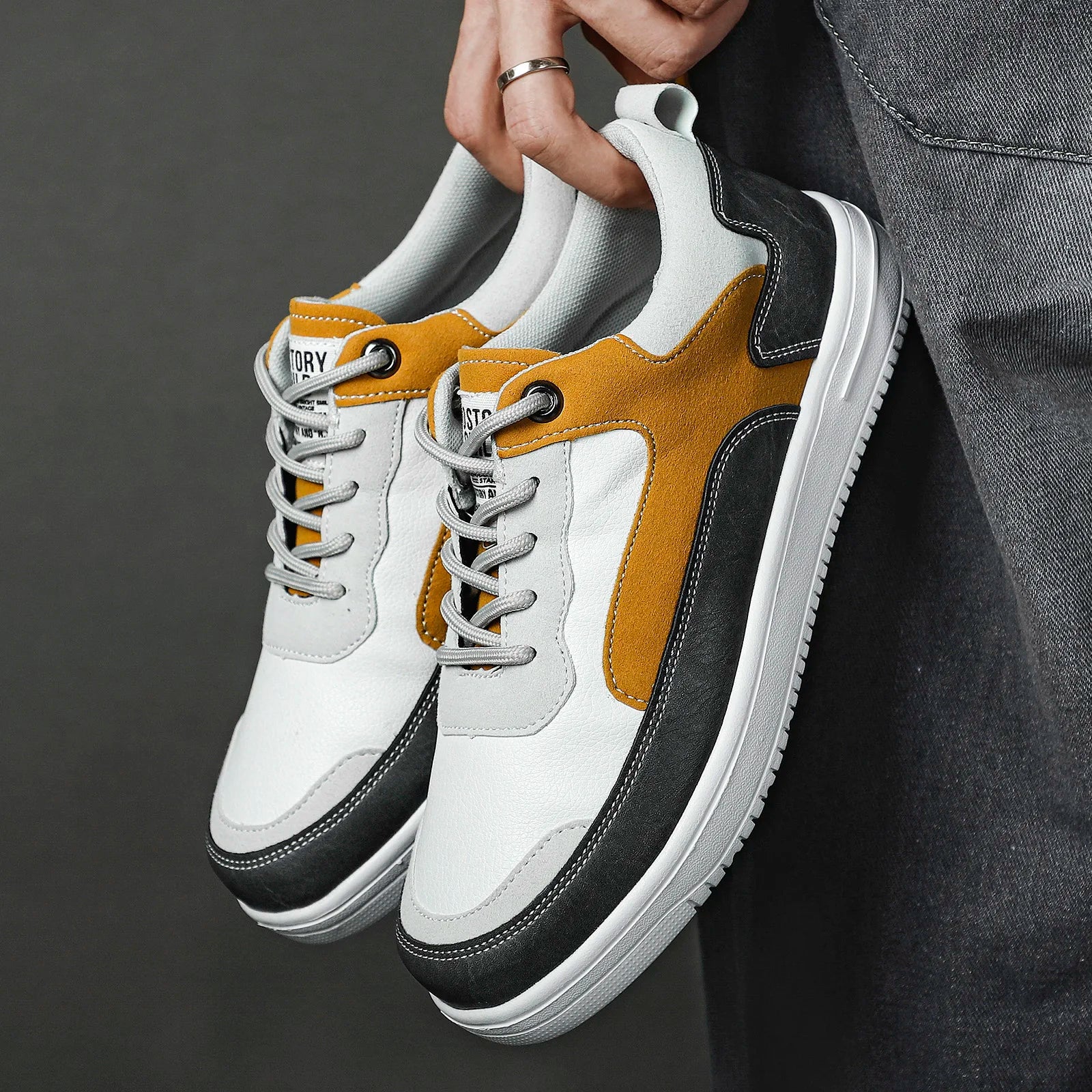 Matteo Leather Canvas Sneakers – Lightweight Breathable Fit for Men - Image 4
