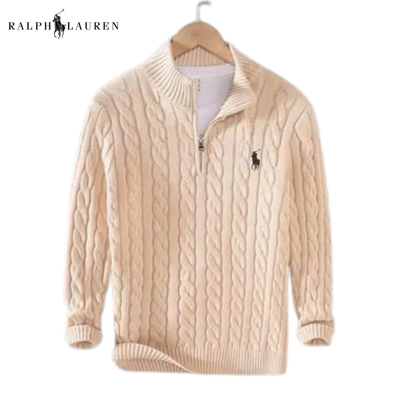 Men's Premium Cable Knit Quarter-Zip Sweater - Clearance Sale - Image 7