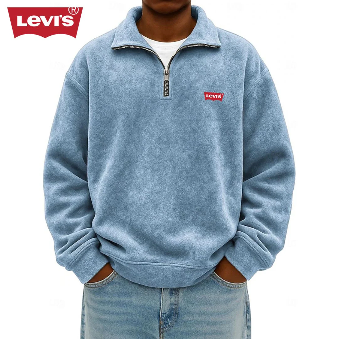 Men’s Zip Polo Pullover Sweatshirt - Clearance Sale