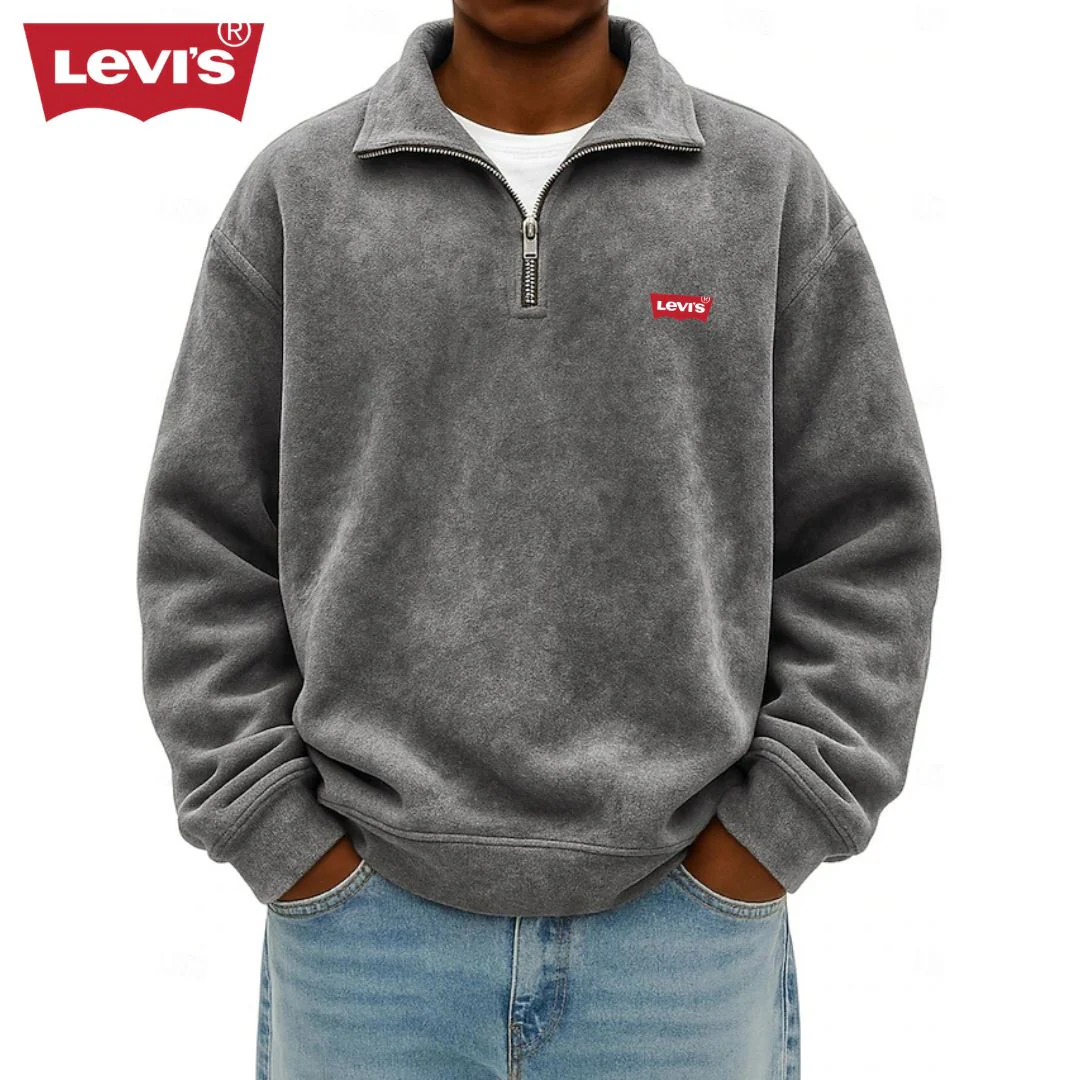 Men’s Zip Polo Pullover Sweatshirt - Clearance Sale - Image 10