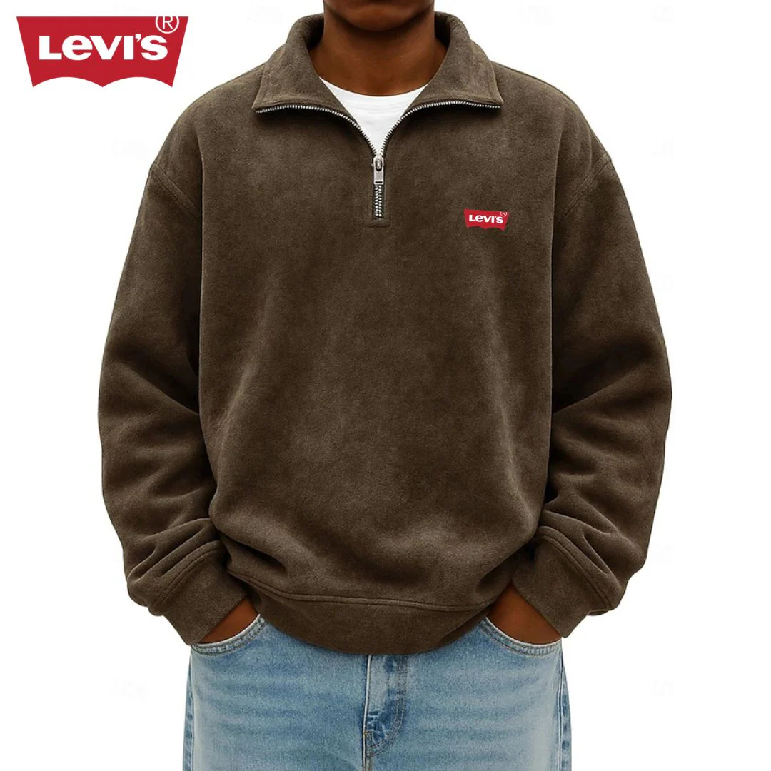Men’s Zip Polo Pullover Sweatshirt - Clearance Sale - Image 2
