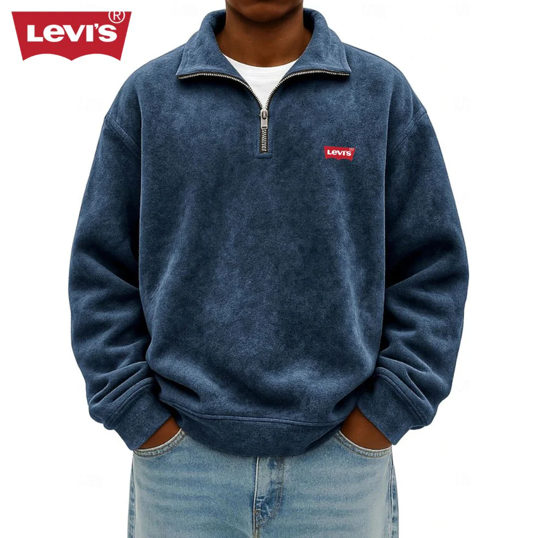 Men’s Zip Polo Pullover Sweatshirt - Clearance Sale - Image 4