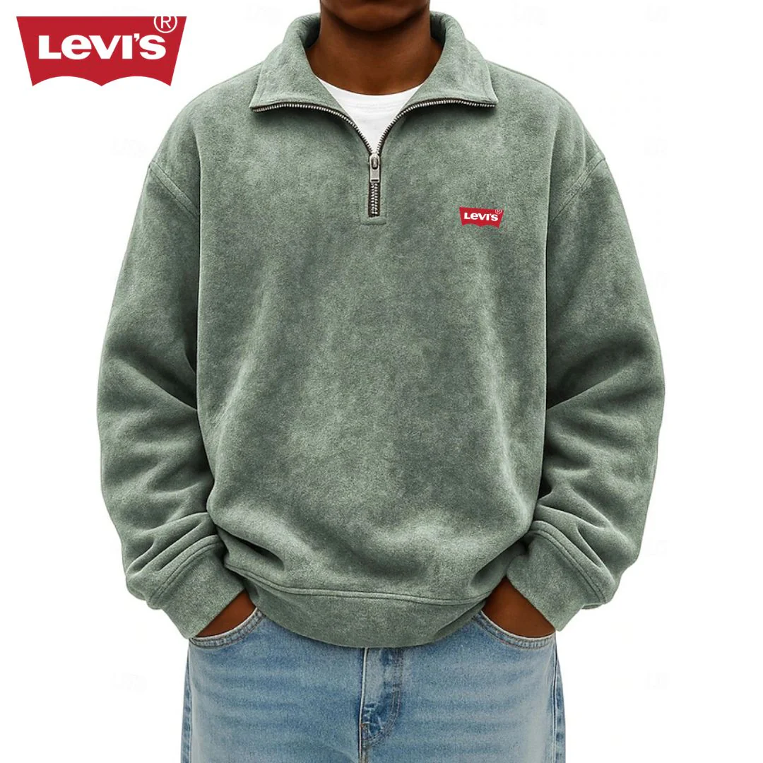 Men’s Zip Polo Pullover Sweatshirt - Clearance Sale - Image 5