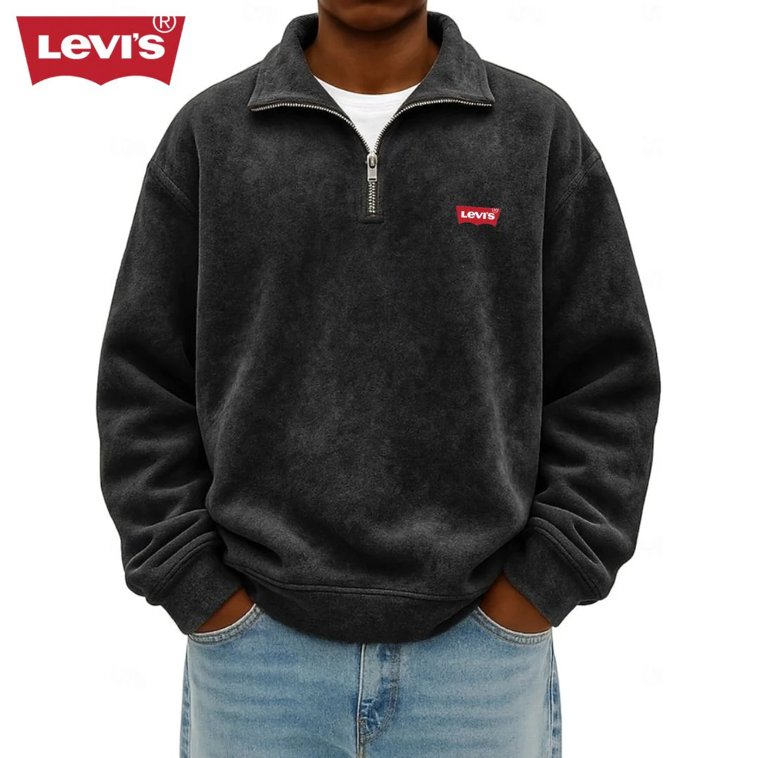 Men’s Zip Polo Pullover Sweatshirt - Clearance Sale - Image 6