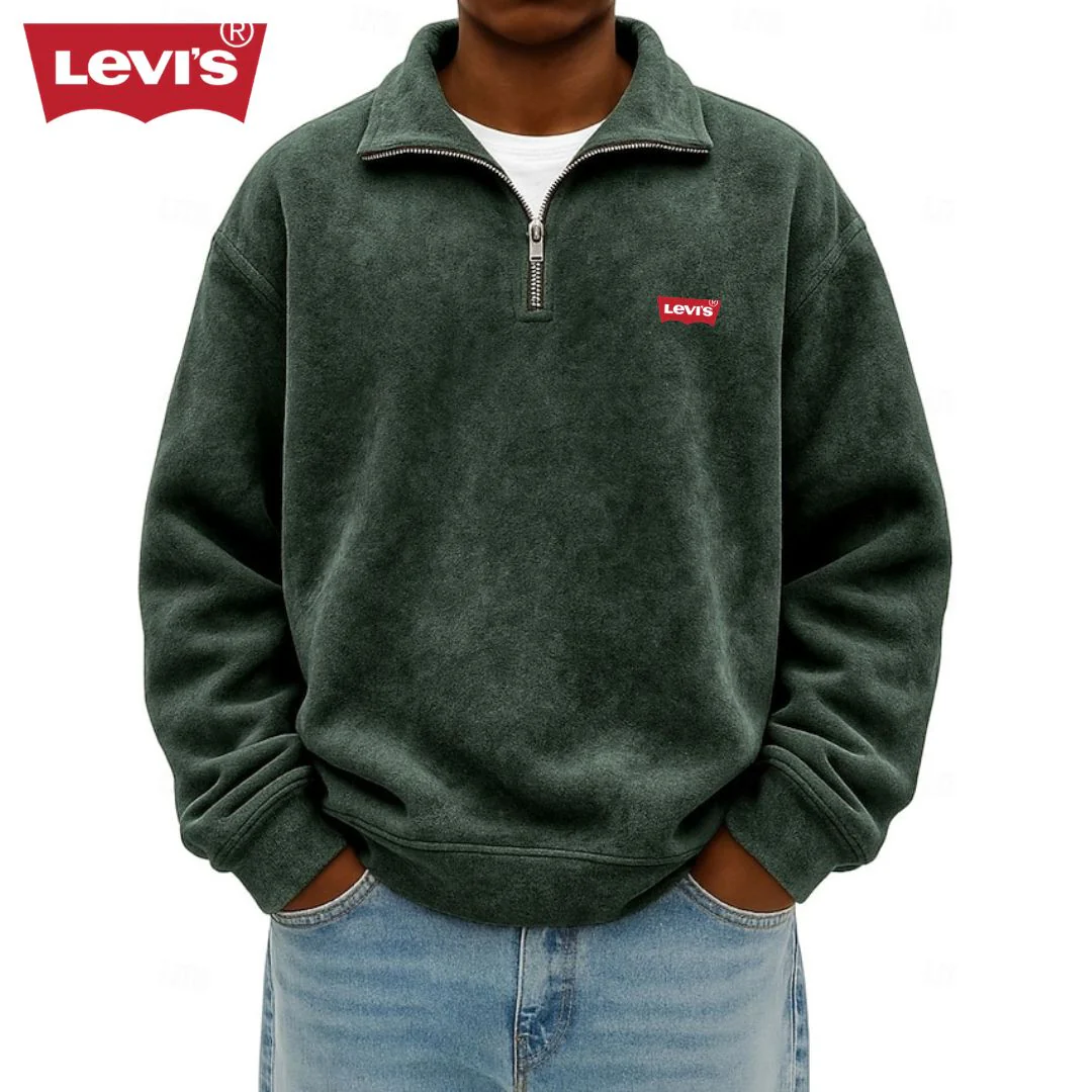 Men’s Zip Polo Pullover Sweatshirt - Clearance Sale - Image 7