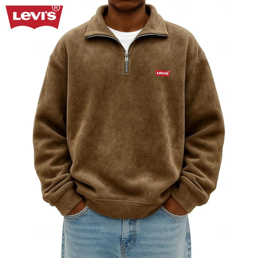 Men’s Zip Polo Pullover Sweatshirt - Clearance Sale - Image 8
