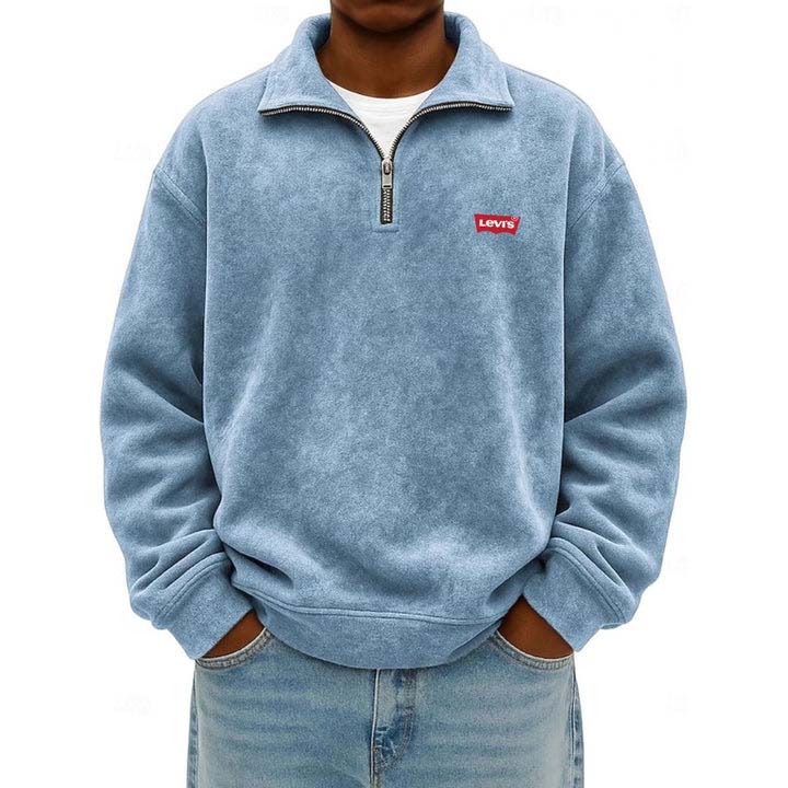 Men’s Zip Polo Pullover Sweatshirt - Clearance Sale