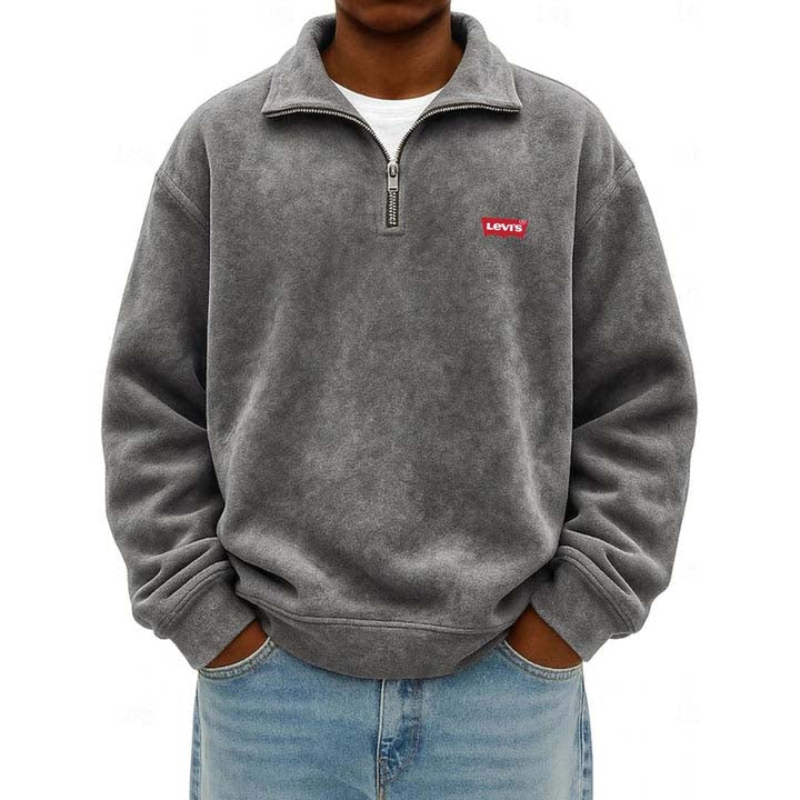 Men’s Zip Polo Pullover Sweatshirt - Clearance Sale - Image 10