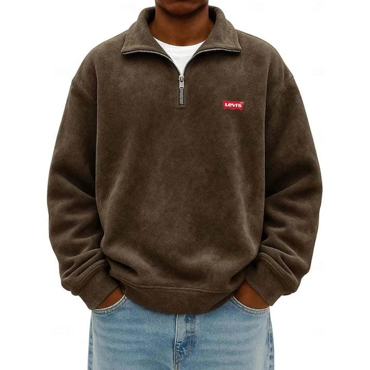 Men’s Zip Polo Pullover Sweatshirt - Clearance Sale - Image 2