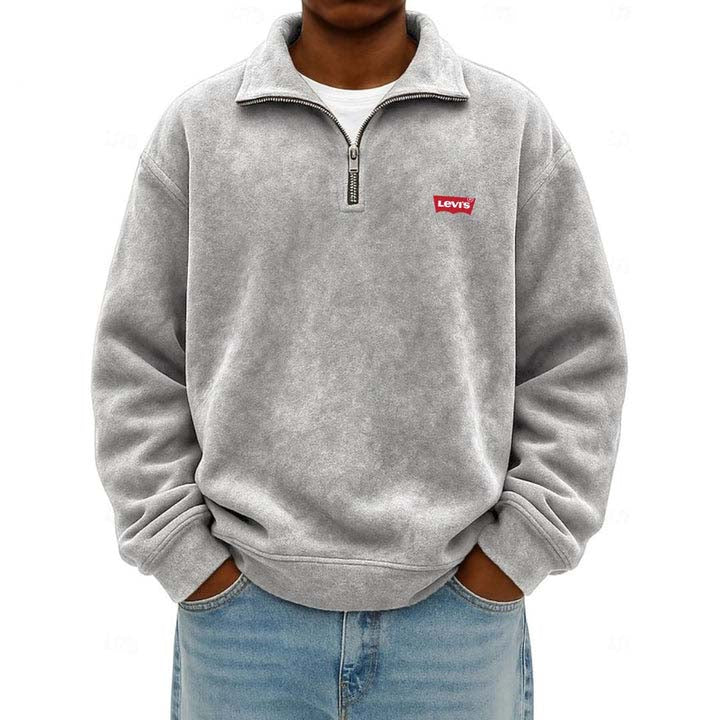 Men’s Zip Polo Pullover Sweatshirt - Clearance Sale - Image 3